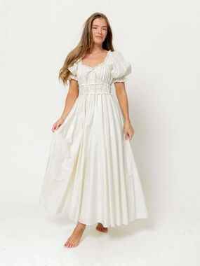 Worth Collective Sydnee Cotton Maxi Dress in Cream